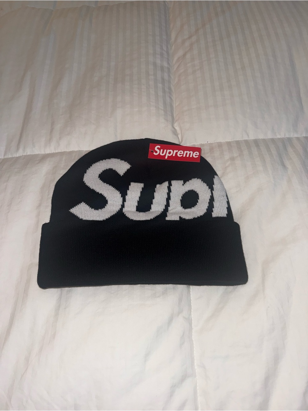 Black and White Supreme Beanie